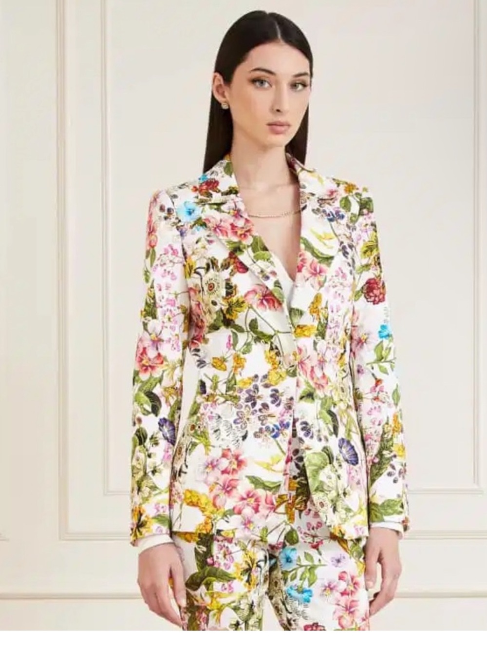 Guess by Marciano White Floral Tailored Blazer